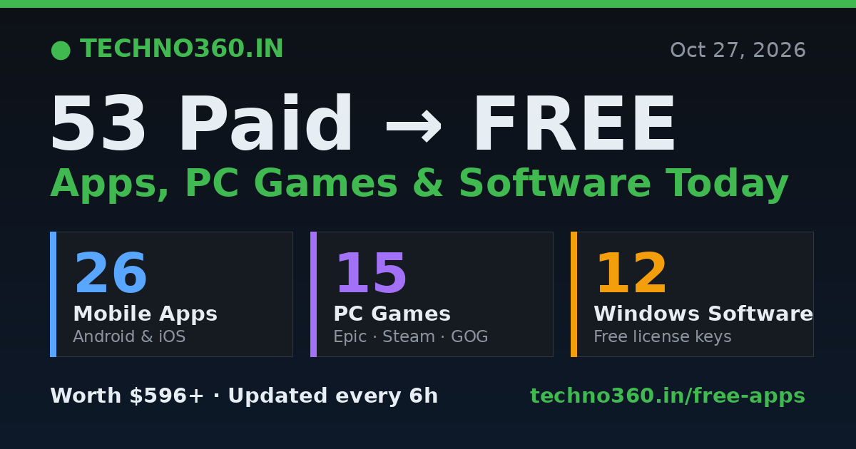 Paid Apps Gone FREE Today (October 22, 2026) - Techno360.in