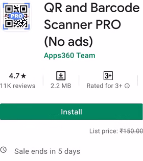 QR and Barcode Scanner PRO  or SuperB Scanner Android App Now Free