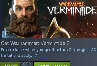 Warhammer: Vermintide 2 Game Worth $29.99 for Free[Steam]