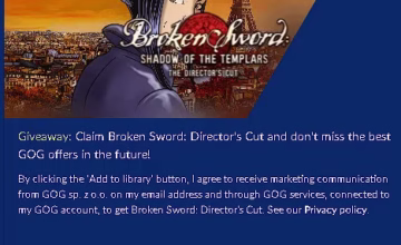 Broken Sword: Director's Cut Game Free for a Limited Time