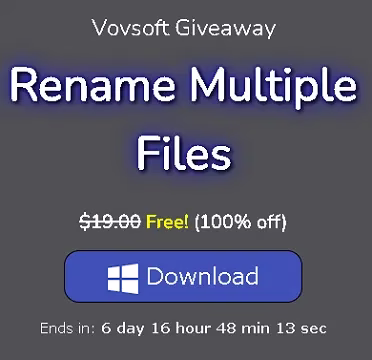 Vovsoft Rename Multiple Files Giveaway: Free 1-Year License [Windows]