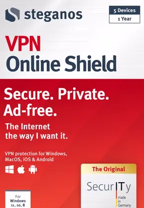 Steganos VPN Online Shield Free 1 Year License [5 Devices]