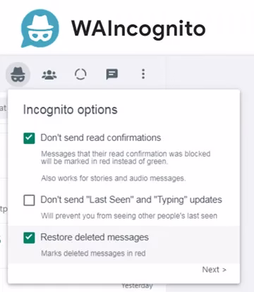 WAIncognito-Be invisible on WhatsApp Web