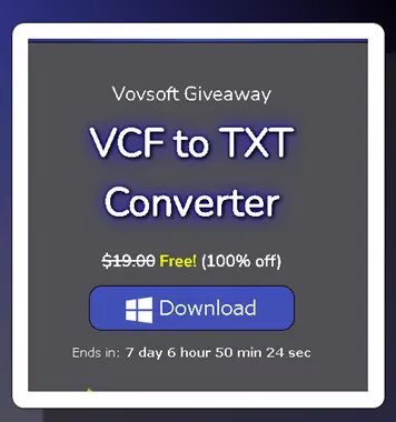 Vovsoft VCF to TXT Converter Free Full Version License