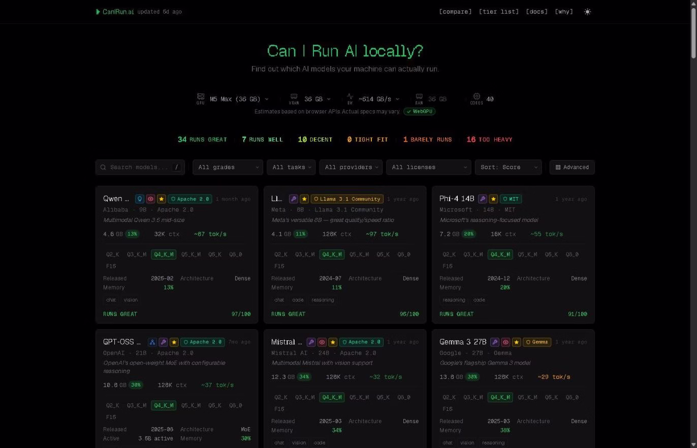 CanIRun.ai - Find out which local AI models your PC can run for free