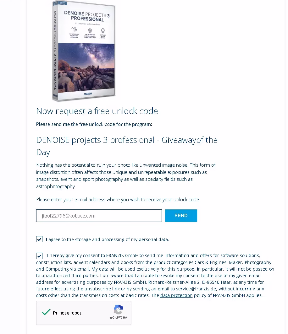 DENOISE Projects 3 Pro Free Giveaway Page