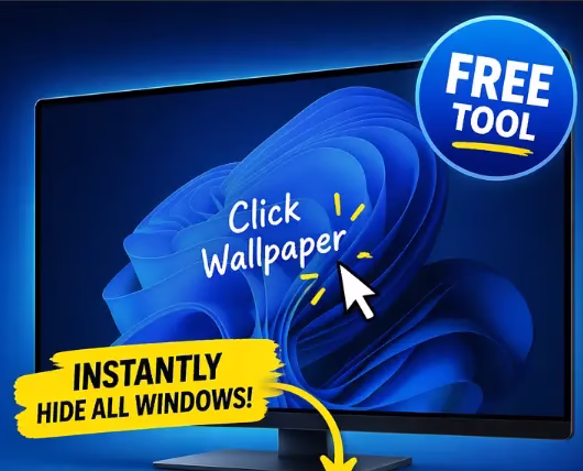 Finally! Click Desktop Wallpaper to Show Desktop in Windows 11 — Free Tool (PeekDesktop)