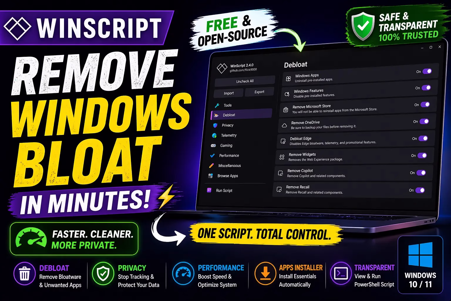 WinScript Review: Best Free Windows 11 Debloater & Optimizer?