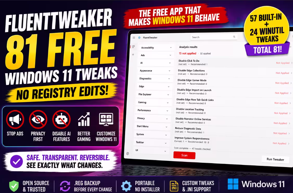 FluentTweaker: The Free App That Finally Makes Windows 11 Behave FluentTweaker: The Free App That Finally Makes Windows 11 Behave