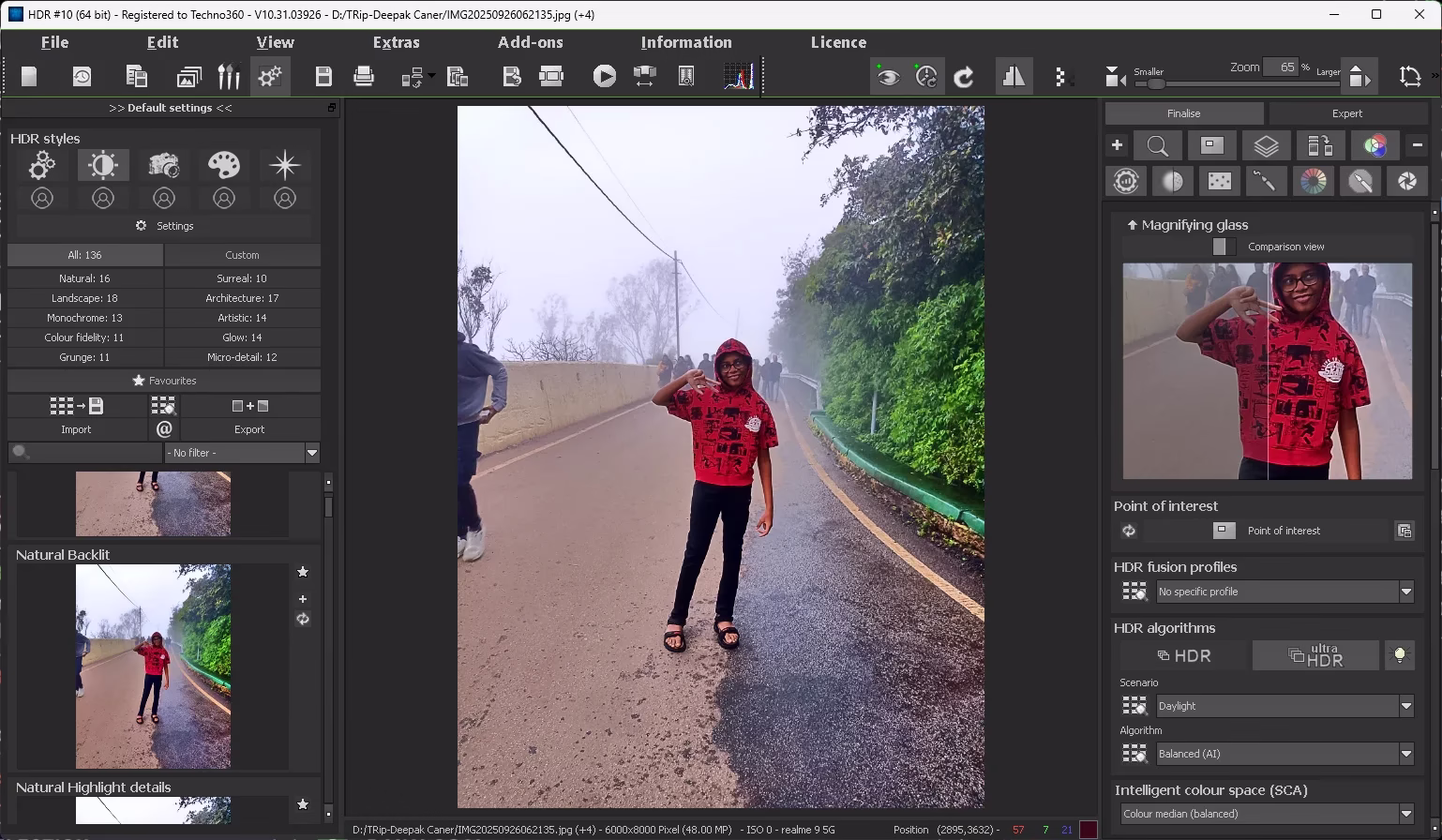 HDR Projects 10 main editing interface with presets and HDR algorithms