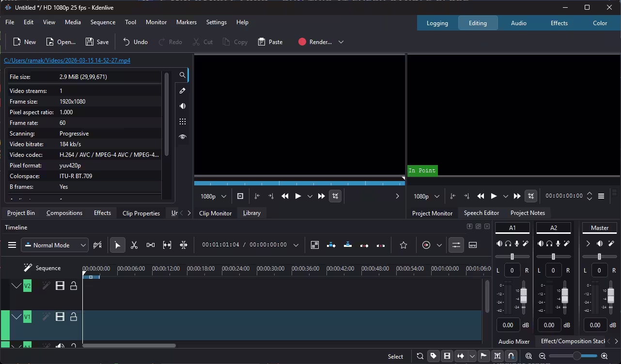 Kdenlive free multi-track video editor for Windows