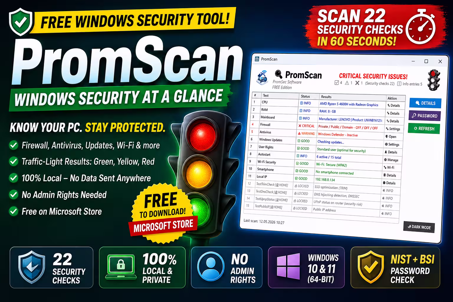 PromScan Review 2026: Free Windows Security Scanner With Traffic-Light Alerts
