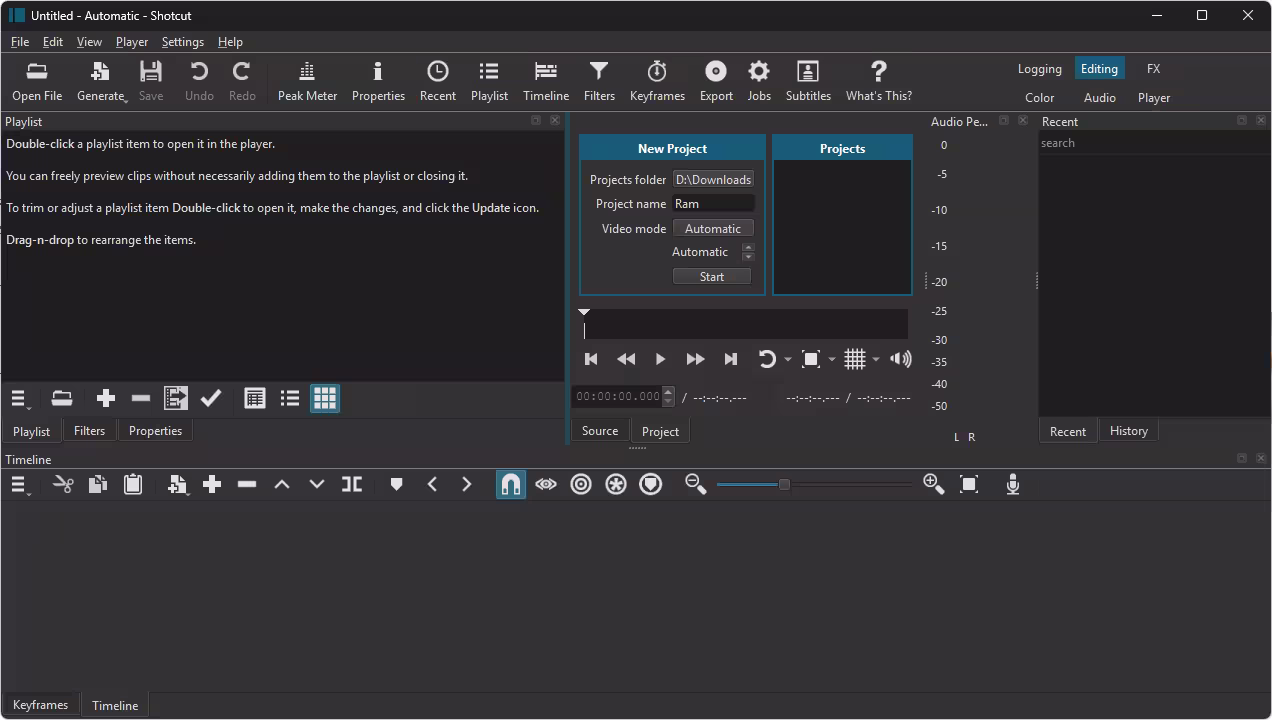 Shotcut open-source free video editor for Windows
