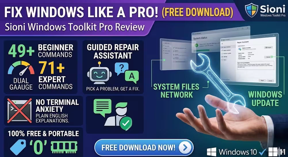 Sioni Windows Toolkit Pro Review: Fix Windows 10/11 Like a Pro (Free Download)