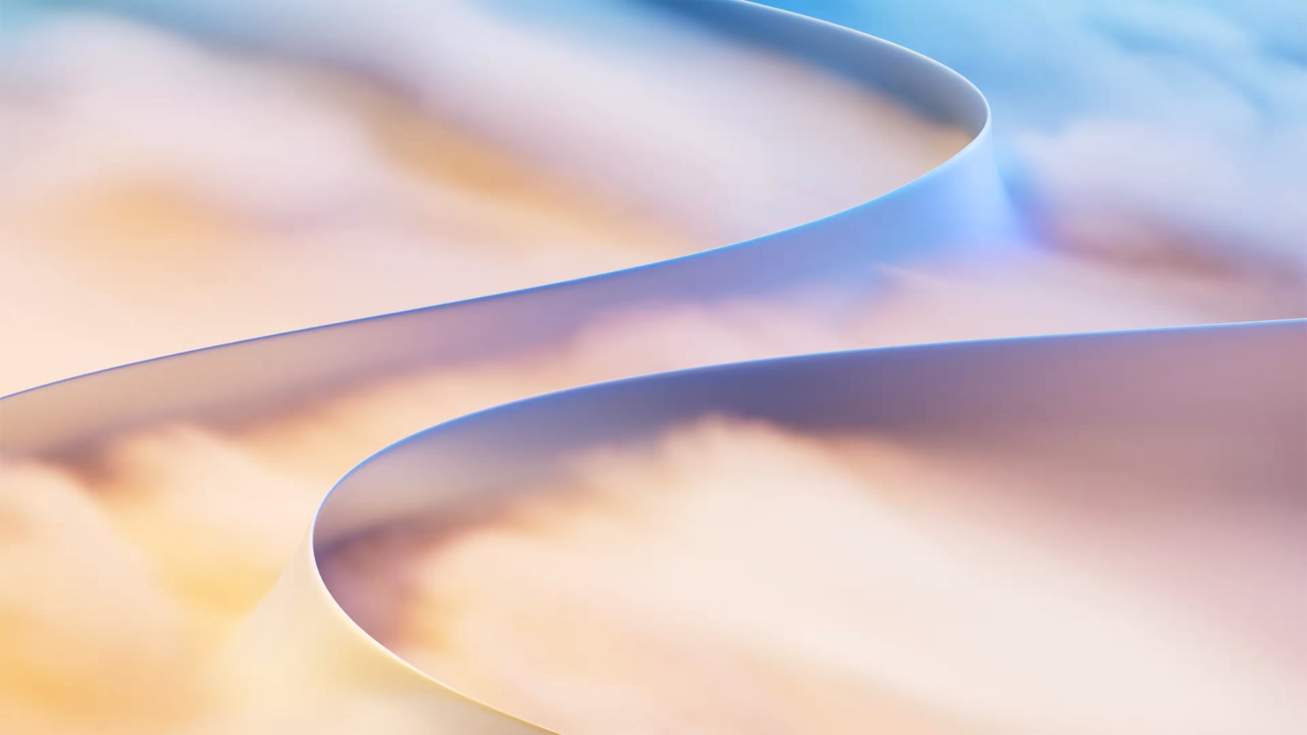 Core Essentials RTX Spark wallpaper with pastel peach and lilac curves