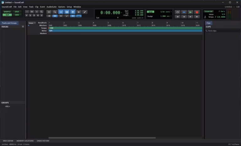 SoundCraft audio workstation Edit window on Windows