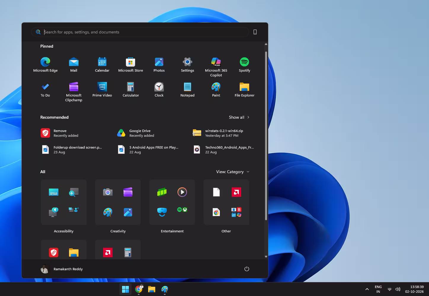 Windows 11 26H2 redesigned Start menu with category view